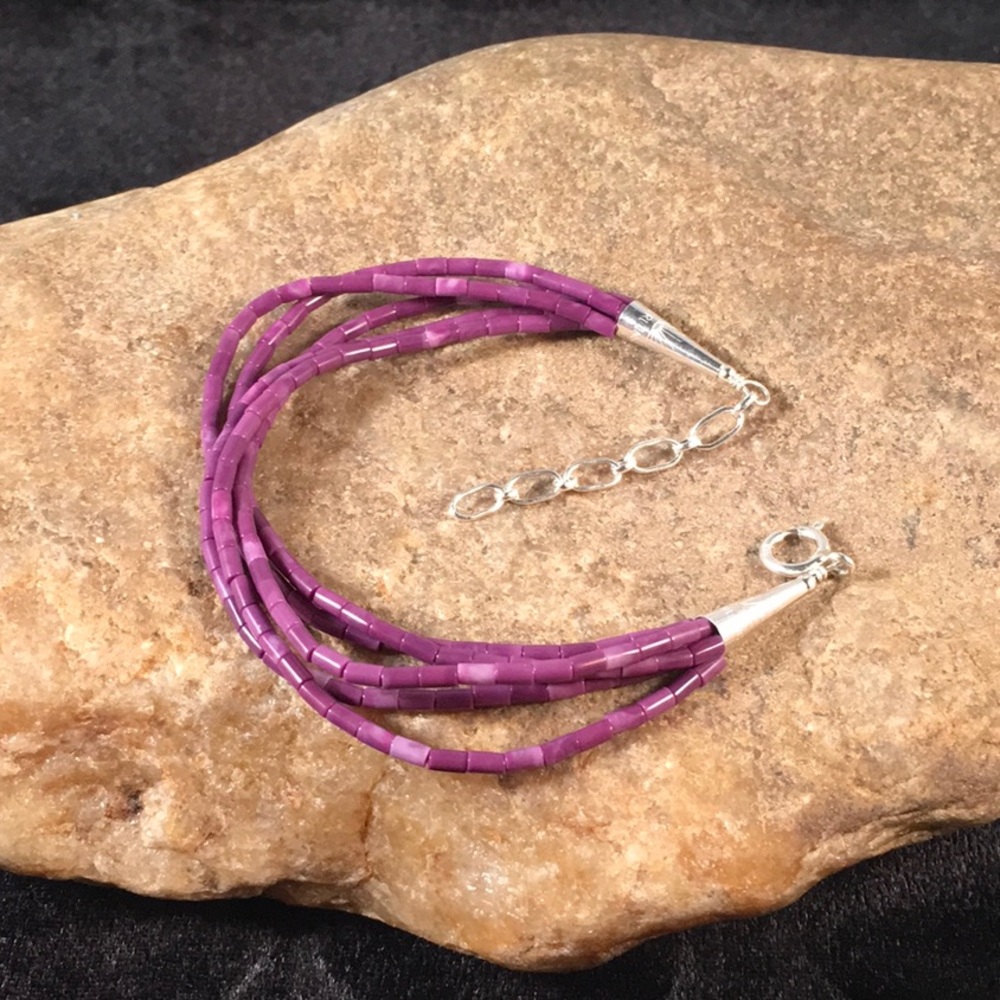 Sterling Silver 5 Strand Sugilite bracelet 8” - Picture 4 of 8